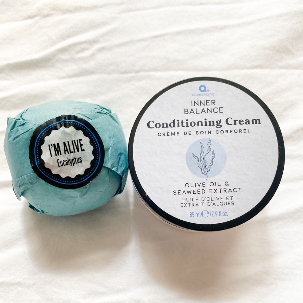 NWT INNER BALANCE CONDITIONING CRÈME & LUXARY FRENCH EUCALYPTUS BATH BOMB BUNDLE